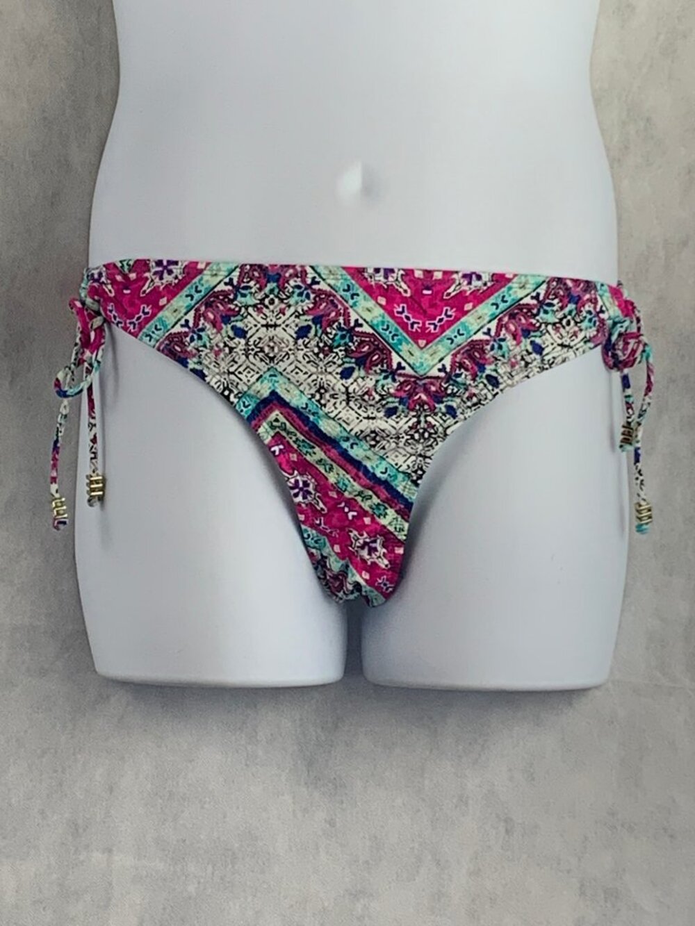 Bar III Women's Strappy Side Tie Bikini Bottom Swimsuit, Multicolor, XL